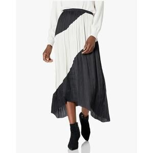 Women’s Ramy Brook Women's Midi Adena Skirt Size Large L Geometric Ivory Black